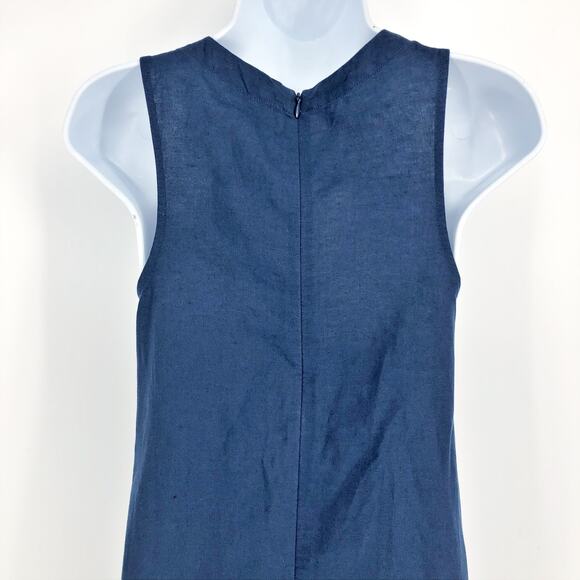 MADEWELL Cutaway Tank Mini Dress XL Indigo Blue High Neck Linen NL448 NWT - Picture 7 of 9